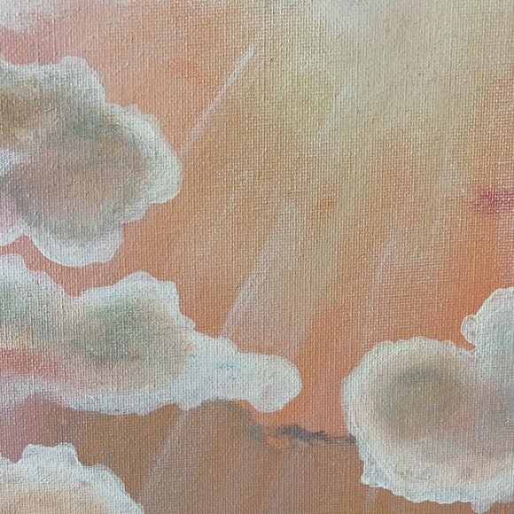 Original Artwork Clouds Canvas Painting Pink Peach Blue 16 x 20 Acrylic - Picture 3 of 16